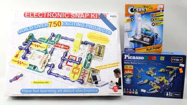 Games / Activity Toys:  Electronic Snap Kits, Connex, and Picasso Tiles