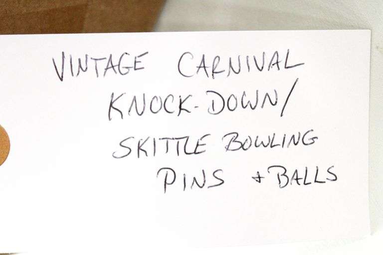 Vintage Carnival Knock-Down Skittle Bowling Pins and Balls