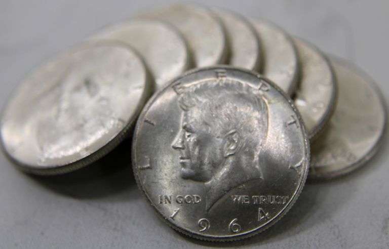 1964 Kennedy Silver Half Dollars ( uncirculated ) , 8 items
