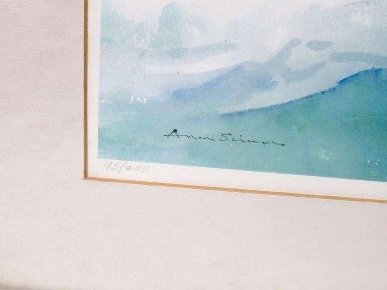 Anna Simons "The Racing Yacht" limited edition signed print  95/200, framed 17" x 27"