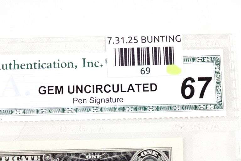 1957 Silver Certificated Signed by the Treasurer.  CGA Gem Uncirculated 67