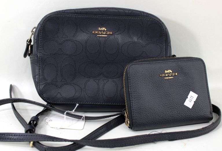 Coach Signature Leather Mini Camera Bag and Small Pebble Leather Wallet