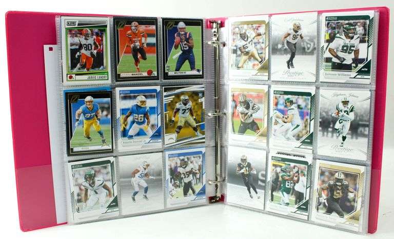 Football Trading Cards in Binder.  Tom Brady, Joe Burrow, Ben Sinnott, Johnny Manziel & More.