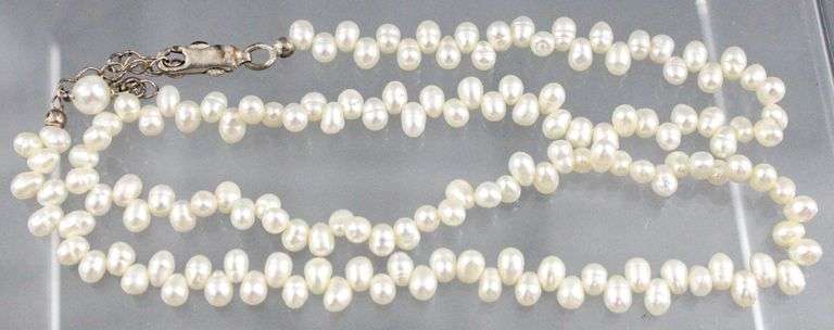 Sterling Silver and Genuine Pearl Necklace.