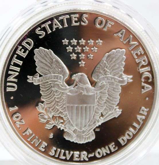 1989 American Eagle silver Dollar , Proof in case  1 OZ of .999 silver