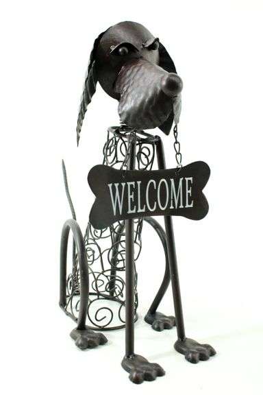 Wobble Head "Welcome" Dog Metal Art figurine.