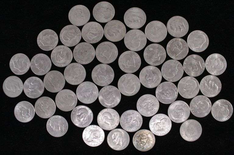 50 Eisenhower Dollars. 1971-1978 and Bicentennial. Mostly Uncirculated. $50 Face Value.