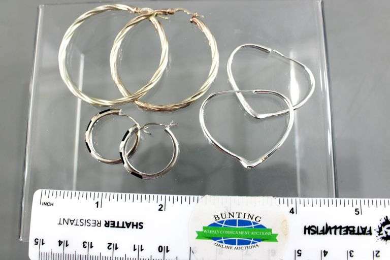 Sterling Silver Hoop Earrings, different sizes.
