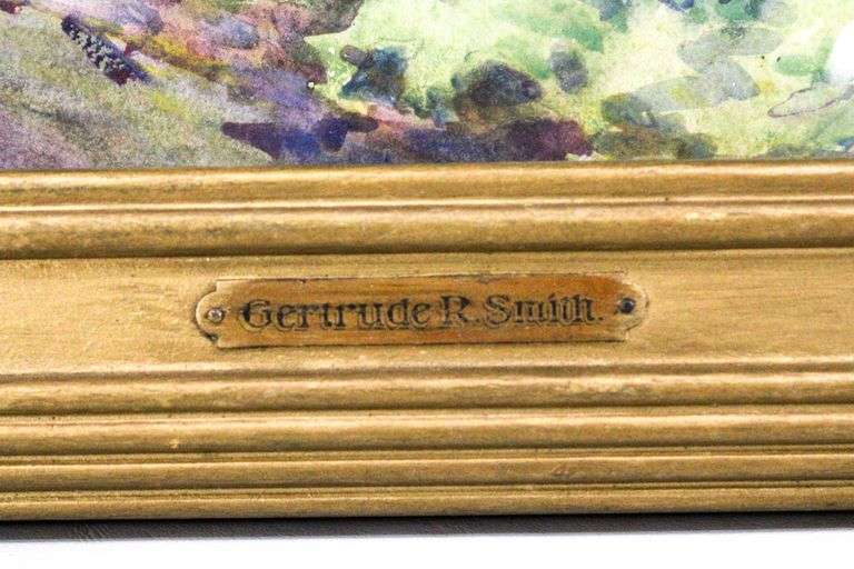 Gertrude R. Smith "Landscape" original watercolor, framed 14" x 18"