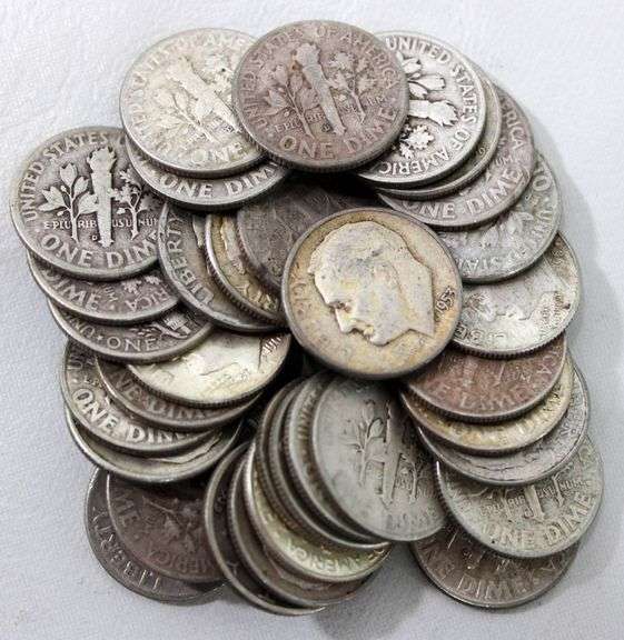 Silver dimes , Mercury and Roosevelt , 34 items