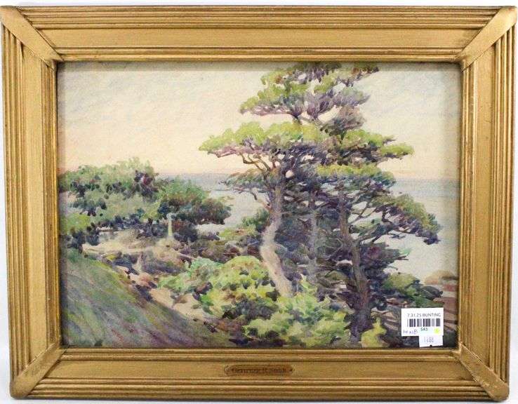 Gertrude R. Smith "Landscape" original watercolor, framed 14" x 18"