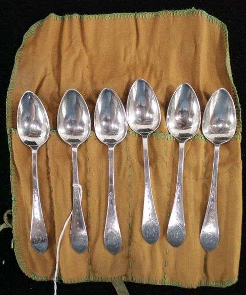 Antique Coin silver ( .800 ) spoon set , Hallmarked W&M  possibly William Moulson