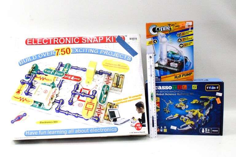 Games / Activity Toys:  Electronic Snap Kits, Connex, and Picasso Tiles