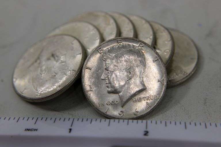1964 Kennedy Silver Half Dollars ( uncirculated ) , 8 items