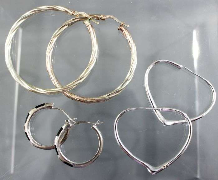 Sterling Silver Hoop Earrings, different sizes.
