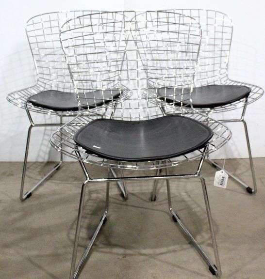 Harry Bertoia (Believed to be) Metal Art Wire Chairs with Seat Cushion