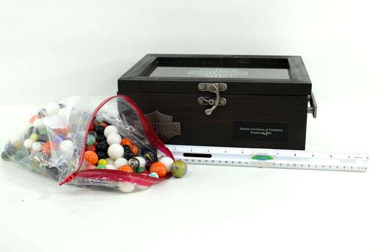 Harley Davidson Storage Box and Marble Collection