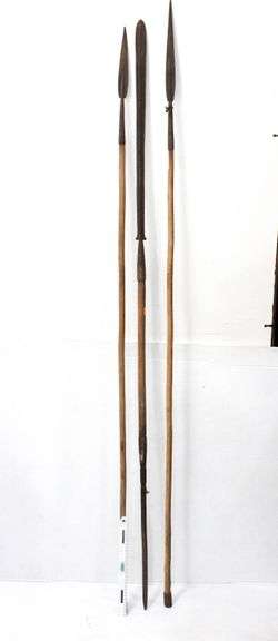 Vintage African / Congo Wood Shank Metal Blade Spears