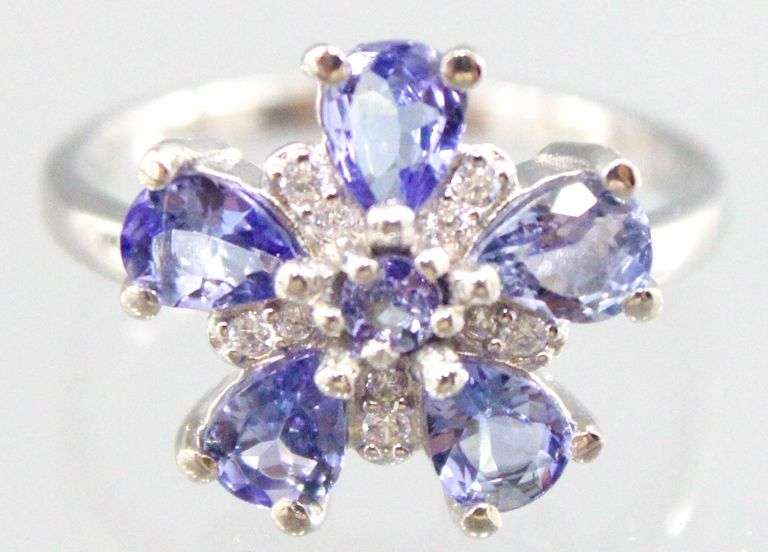 Tanzanite (tested) and Sterling Silver Ring, size 7.