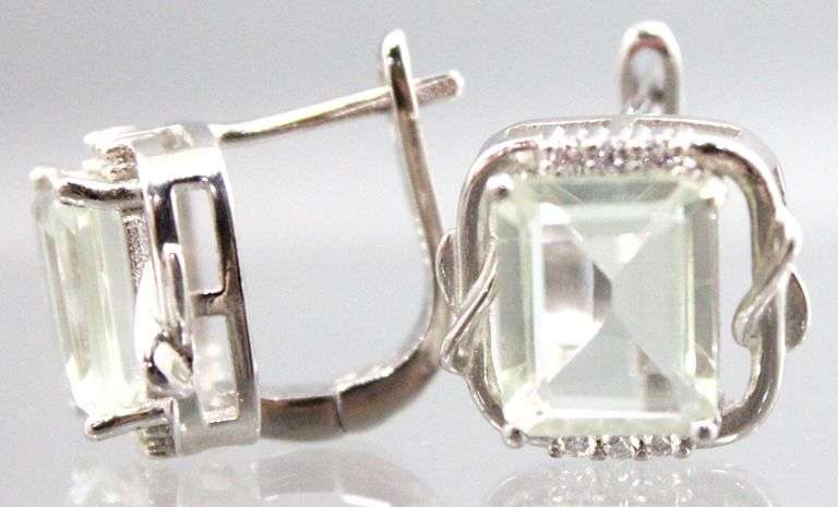 Aquamarine (tested) and Sterling Silver Earrings.