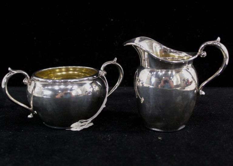 Gorham Sterling Silver 2507 Open Sugar Bowl & Creamer.  Total Weight 200 G.