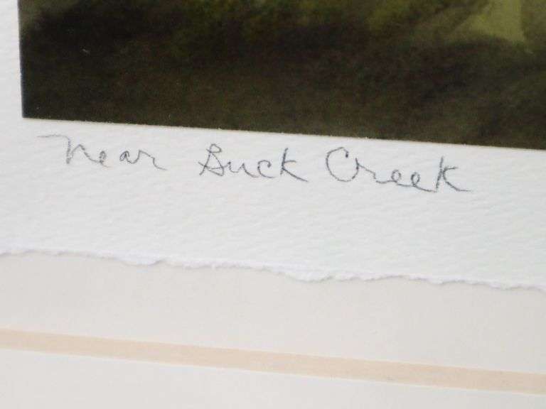 Jann Daughdrill "Near Buck Creek" signed print, framed 26" x 20"