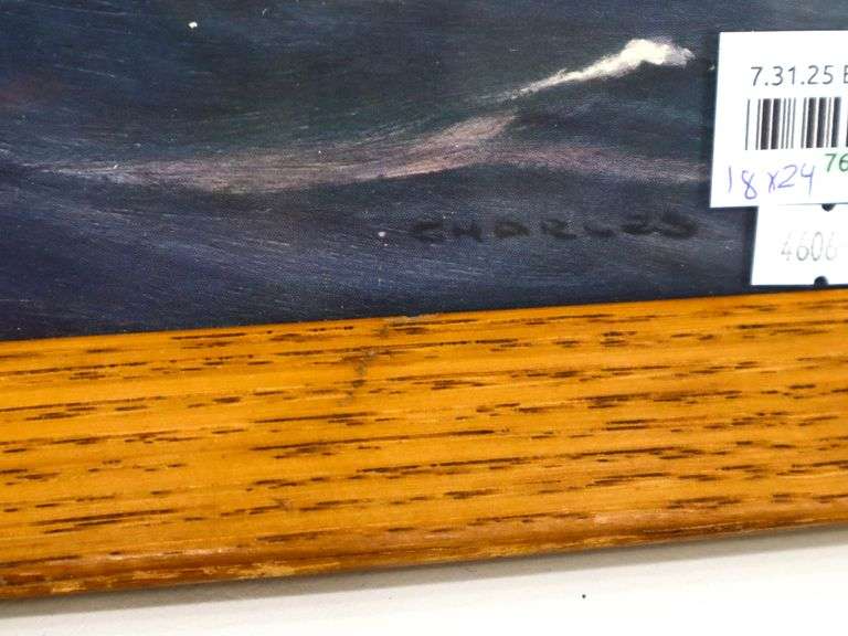 "Tall Ship' print, framed 18" x 24"