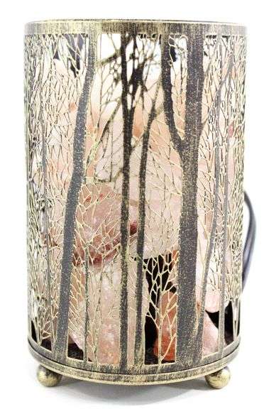 Silver Forest Lamp with Rock Salt Filler Accent Light / Night Light - 7 x 4