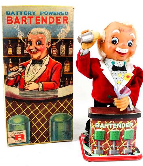 Vintage 1960s Battery Powered Bartender | Rosko Tested by "T.N." Namura Toy Industrial Co. Japan
