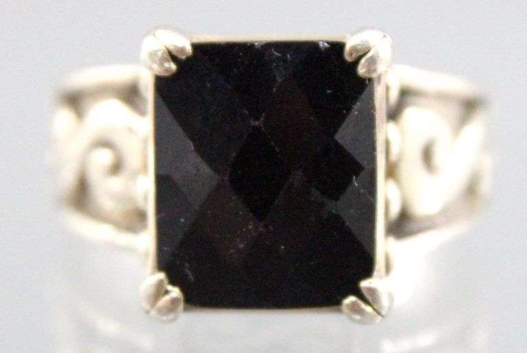 Sterling Silver and Onyx Ring.  Size 8.