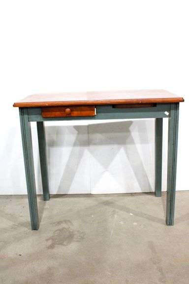 Farm Table Desk with Drawer & Pullout (32 x 18 x 28) - and - Complimenting Spindle Back Chair