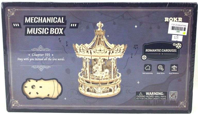 Maqueta Rokr Mechanical Music Box Chapter 111 Romantic Carousel / Rowood Music Box 3D Puzzle