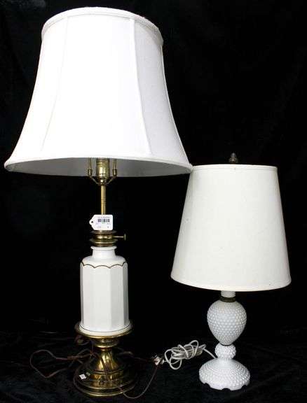 Vintage Mid-20th Century Table Lamps with Shades - Two