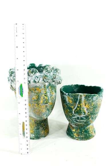 Stone Cement Head Vase &  Plant Flower Pot.