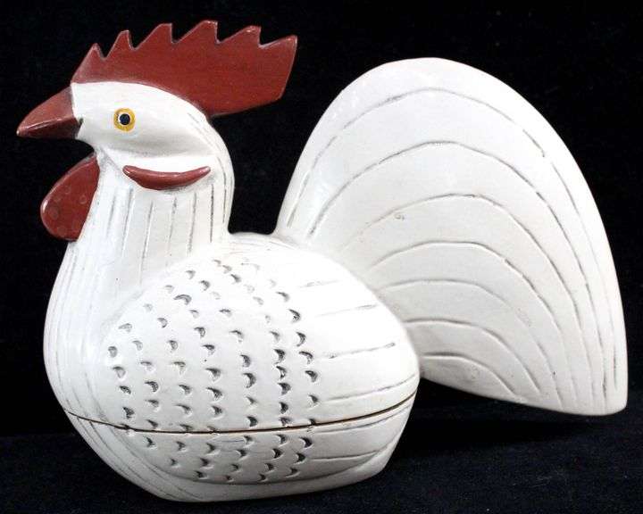 Folk Art "Rooster" Trinket Box with Lid