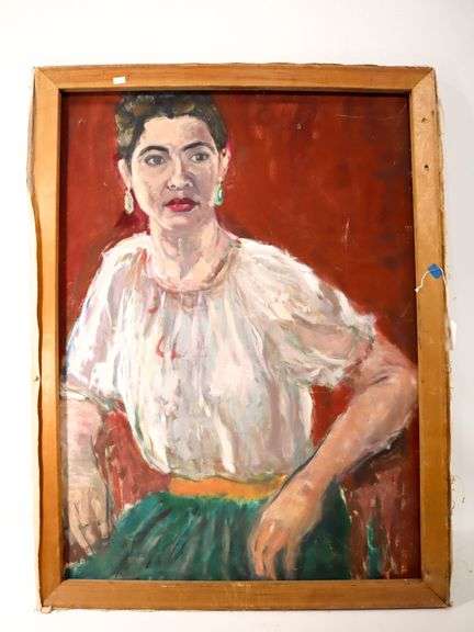 Unsigned Double Sided figurative oil on canvas 36" x 28"