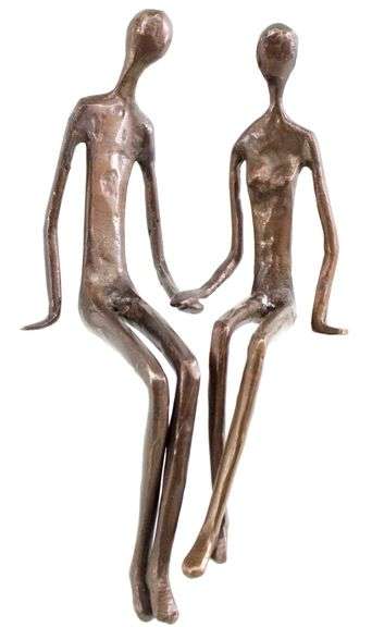 Danya B (Believed to be) Contemporary Romantic Shelf Sitter Bronze Sculptures - Pair