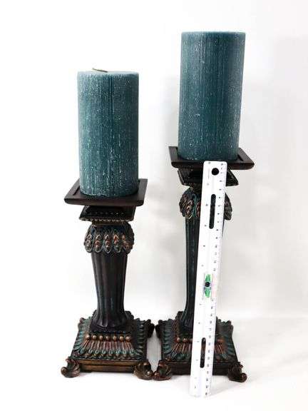 Partylite Regal Candle Holders in Antiqued Bronze - Pair with Candles