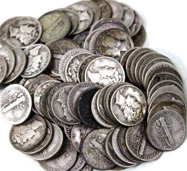 Mercury and Barber silver dimes , 90 items