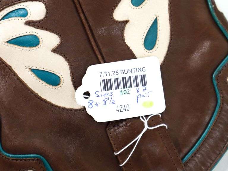 Tooled Leather Western Boots Size 8.5M - and - Composition Rubber Western Boots Size 8