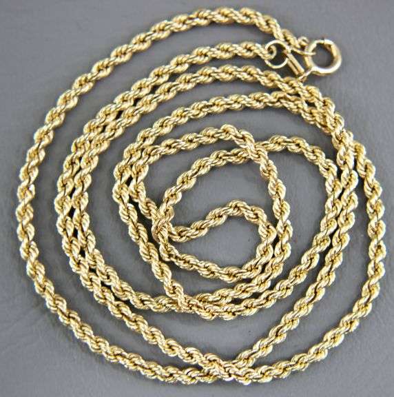 14 KT Gold rope Necklace, 18".    (2.40 gm)
