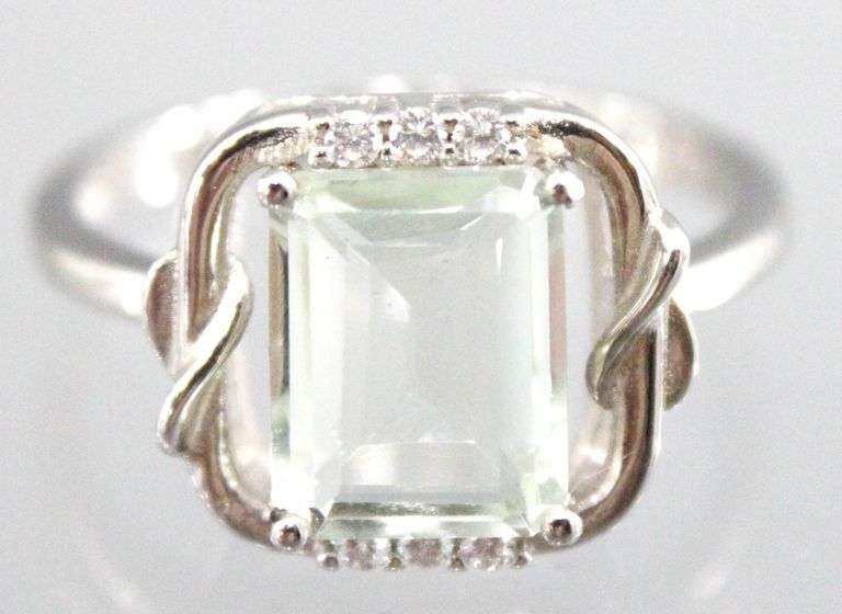 Aquamarine (tested) and Sterling Silver Ring, size 9.