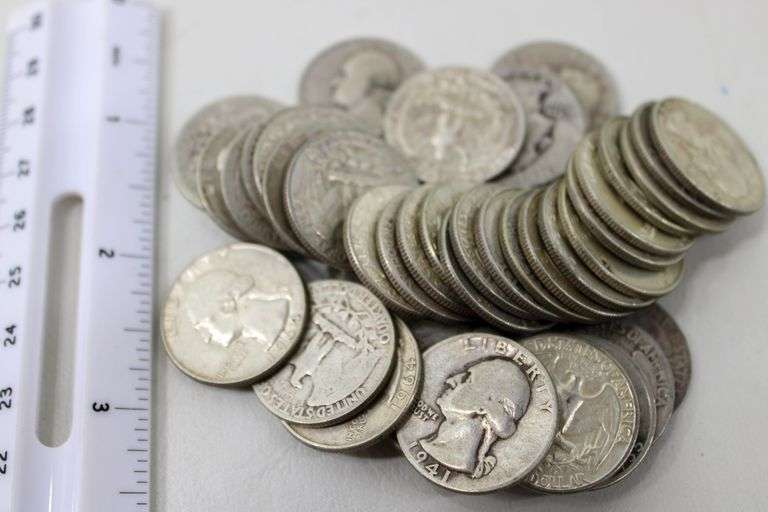 Washington Silver Quarters 40 items , $10 face value
