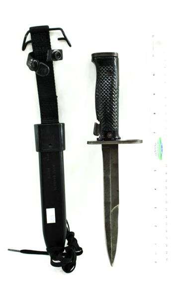 US Military M6 Aerial  Bayonet for the M14 rifle , with 8448476 ( m7 ) scabbard