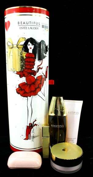 Vintage Estee Lauder "Beautiful" Perfume / Body Powder / Soap / Lotion & Mini Perfume Spray Bottle.