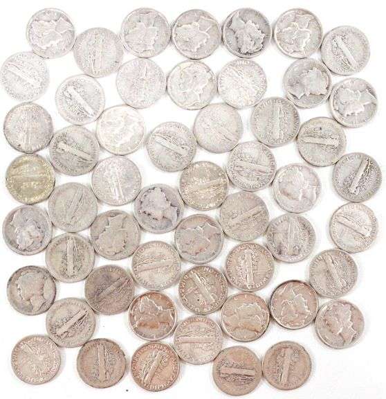 53 Mercury Silver Dimes. 1917-1945