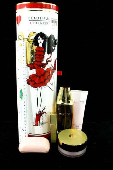 Vintage Estee Lauder "Beautiful" Perfume / Body Powder / Soap / Lotion & Mini Perfume Spray Bottle.