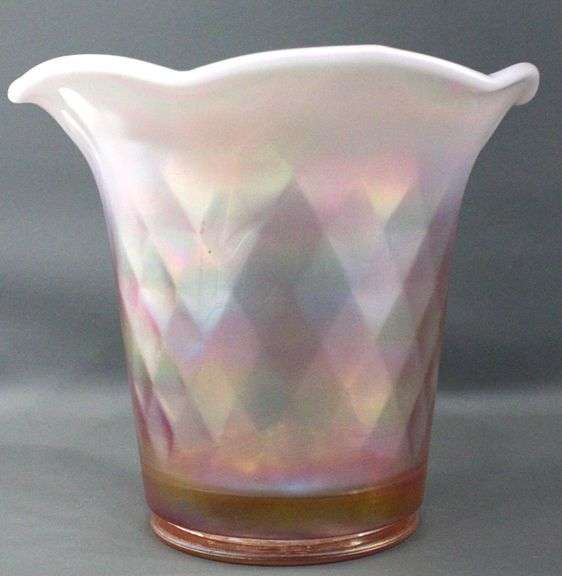 Signed and Dated 2000 - George Fenton Velva Rose Stretch Art Glass Centerpiece - 6 x 7
