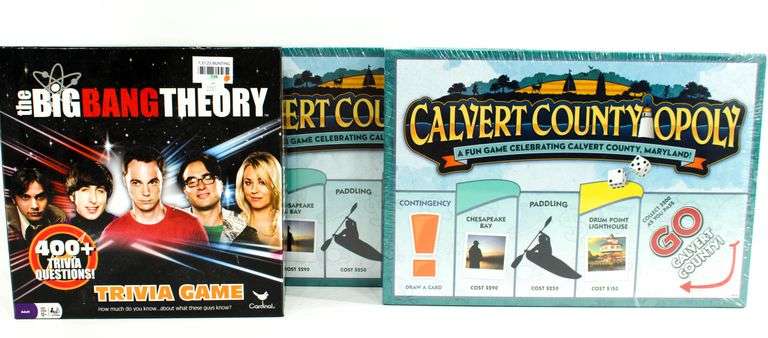 Localized and Other Games:  "Calvert County Opoly" (Two) - and - The Big Bang Theory Trivia Game