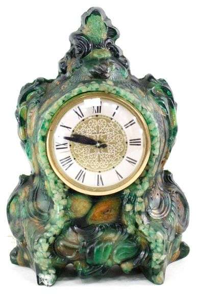 Vomit Clock.  Vintage Lanshire "Resin River Rock Vomit Clock".  15x11